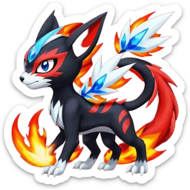 Shiny Meloetta-Litten-Guilmon-Darkrai-Pokémon-Fakémon-fusion-hybrid-creature sticker