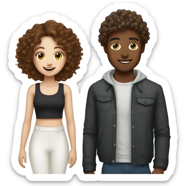 copenhagen besties guy white skin and straight brown hair and girl whit curly brown hair sticker