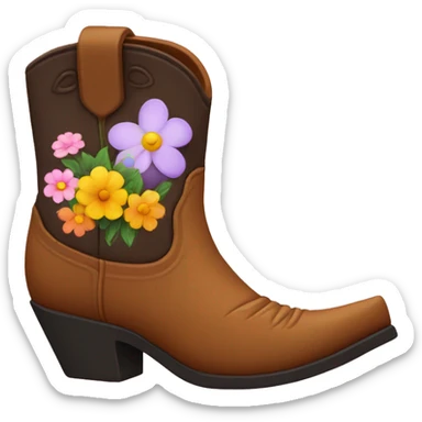 Cowboy boot with flowers sticker