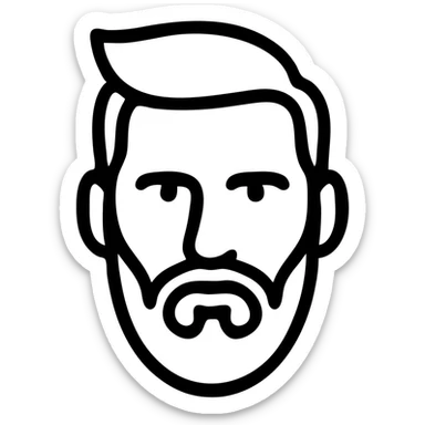 simple, recognizable icon of Lionel Messi focusing on his beard and hairstyle, clean lines, no text, suitable for app icon sticker