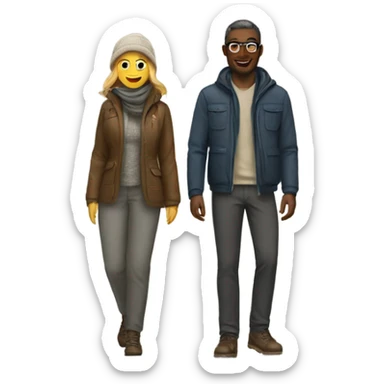 Woman and man in stylish outdoor attire sticker