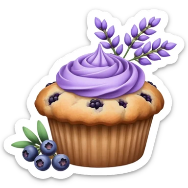 Lavender flower sprig muffin with berries sticker