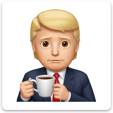 Trump with a coffee  sticker