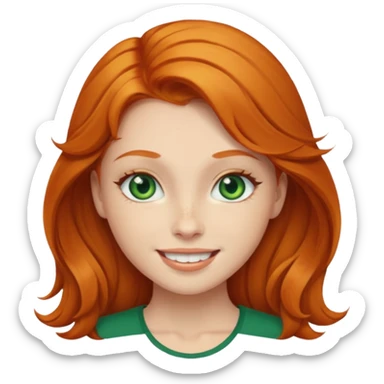 Gorgeous Ginger girl with green eyes head thrown back happy laughter sticker