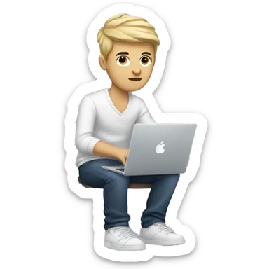 white boy music producer with macbook sticker