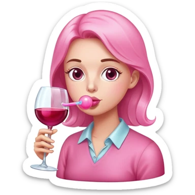 Wine glass blowing bubblegum sticker
