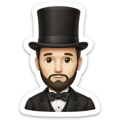thinking emoji with Abraham Lincoln's top hat and beard, contemplative and slightly humorous sticker