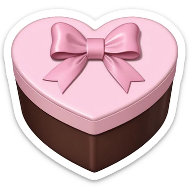 pale pink heart box, pale pink bow, filled with chocolates inside sticker
