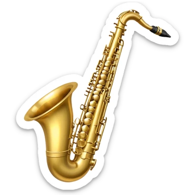 An emoji of a baritone saxophone. Specify, a baritone has a neck with a full loop, not just a bend like a tenor saxophone. sticker