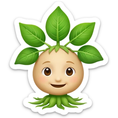 growing emoji, eager to learn more and happy, smiling sprout with green leaves sticker