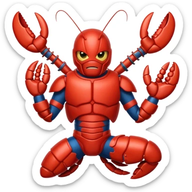 a lobster dressed as a superhero 🦞in the style of this lobster emoji sticker