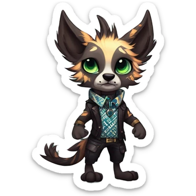 cute cool edgy fantasy animal fursona creature by griffsnuff & LiLaiRa & Falvie with badass colors with patterns and a spiked collar full body sticker