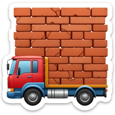 A truck with a huge amount of bricks sticker