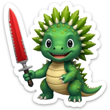 Cute Stegosaurus with knife sticker