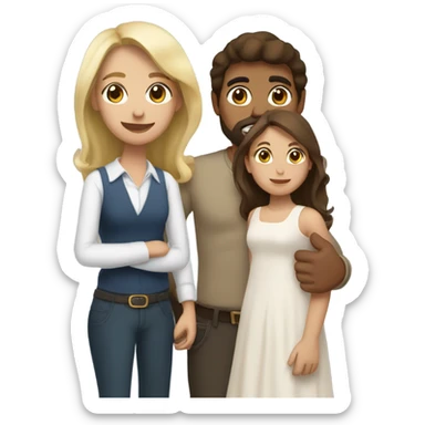 Puerto rican beard short brown hair  husband with blond long hair wife and brown long hair daughter Family  sticker