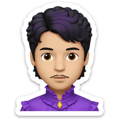 Prince Rogers Nelson olive skin, black hair, brown eyes, purple outfit sticker
