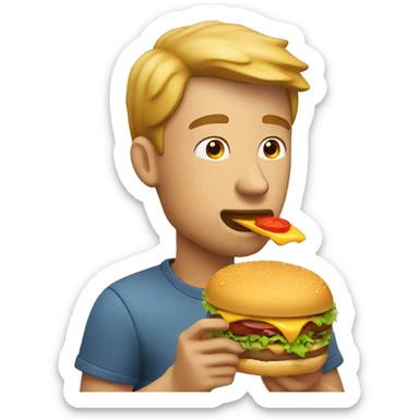 A Man eating burger  sticker
