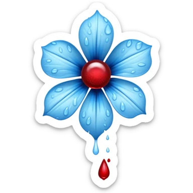 light blue flower spilling wblood sticker