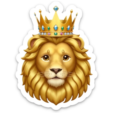 Lion King – proud golden lion wearing a tall jeweled crown. sticker
