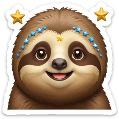 Perezoso que los ojos serán estrellas y este sonriendo  sticker