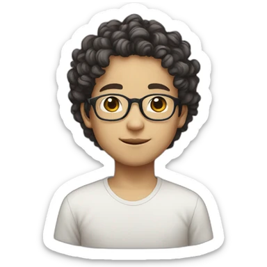 glasses、curlyhair、Chinese boy sticker