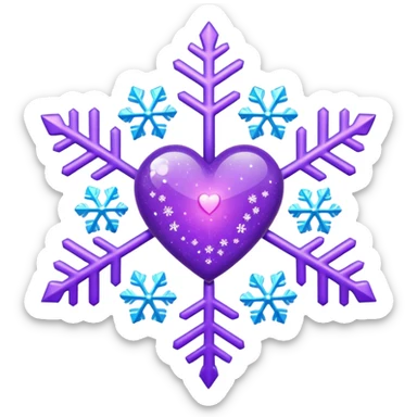 purple heart with a snowflake sticker