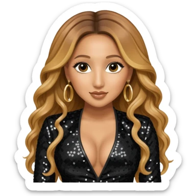 Adrienne Bailon from 3lw/Cheetah Girls with long golden brown hair, black sequin outfit sticker