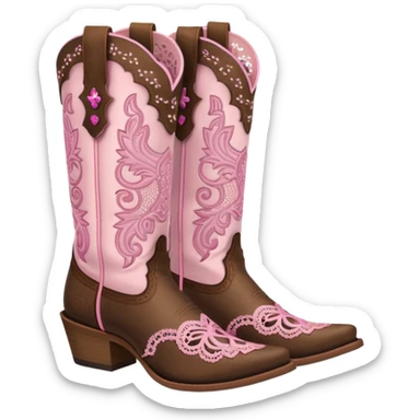 cowgirl boots cute a tiny bit of pink on it no teal lacy detailing sticker