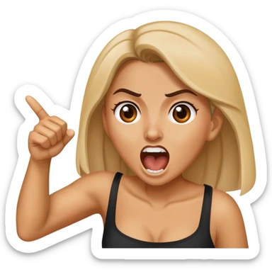 Mónica yelling and pointing sticker