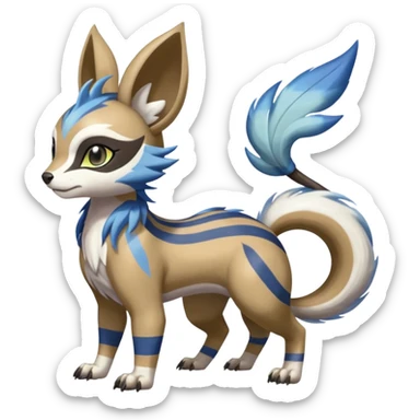 Colorful Skilled Adept Graceful Asian Painted WereGarurumon-Meloetta-Ursaring-Furret-fusion-hybrid-creature (full body) sticker
