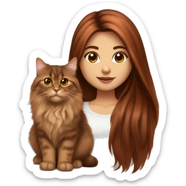 Copper red straight long haired dark brown eyed girl with tortie Siberian cat  sticker