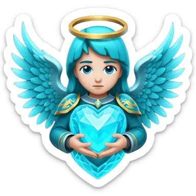 Dark Cyan angel heart with minecraft warden soul sticker