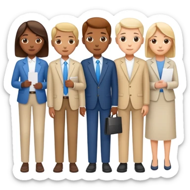 A line of diverse people waiting to vote at a polling station sticker