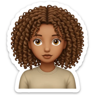 Brown skin girl with curly roots straight ends sticker