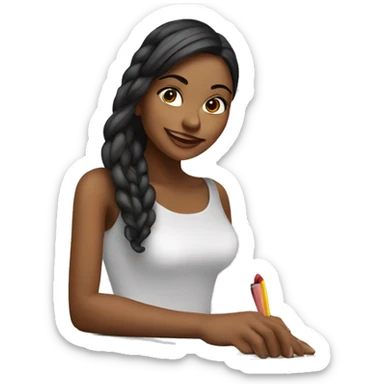 Create me an image of of a beautiful woman that is designing a website sticker