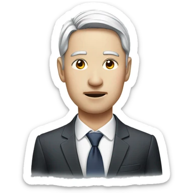  Company CEO, Korean, white skin, torn eyes sticker