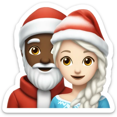 The white-skinned Snow Maiden and Santa Claus sticker