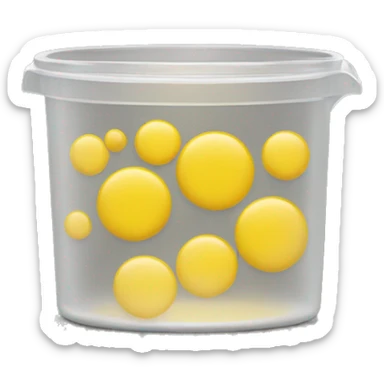 small round clear container with a circle of yellow ish wax substance in the middle sticker