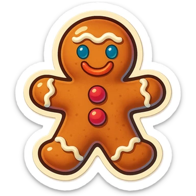 gingerbread man with icing decorations, smiling sticker