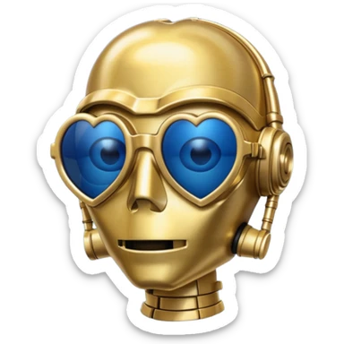 C-3PO wearing a pair of navy-blue heart shaped sunglasses  sticker