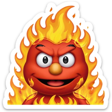 Elmo angry surrounded by fire sticker