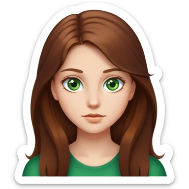 Long and brown hair, green eyes girl sticker