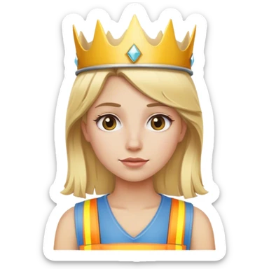 blond construction girl with a crown sticker