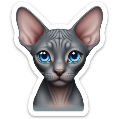 Dark grey pinkish sphynx cat with blue eyes sticker