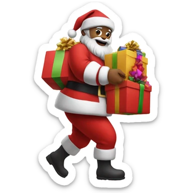 Santa carrying presents sticker