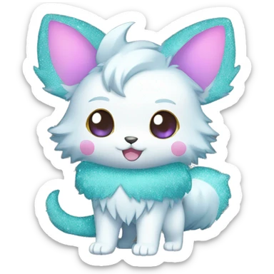 Cute Cool Kawaii Pretty Chibi Fur-Sona Shiny Colorful Sparkly Fakemon Full Body sticker
