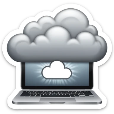 Computer transforming into a cloud sticker