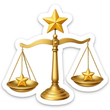 A scale balancing one big star on one side and two smaller stars on the other side sticker