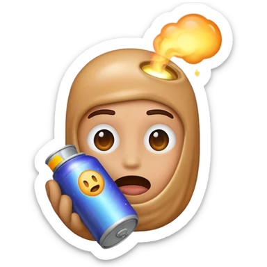 I want an emoji that I can use as my profile picture on Discord. I want it to look like it is inhaling a can of galaxy gas (nitrous oxide) , but please, make the can invisible. I just want a GIF of an emoji that looks like he is inhaling galaxy gas. sticker
