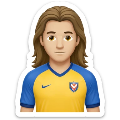 long haired soccer player blue yellow jersey sticker